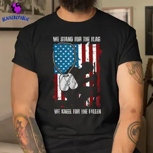 We Stand For The Flag We Kneel For The Fallen Tshirt, Fathers Day Shirt, Proud Army Dad Shirt, Army Father Shirt, Army Step Dad Shirt Classic Cotton