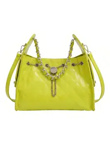 Shiny Rhombus Chain Tote Bag for Women, Large Capacity Commuter Shoulder Crossbody Bag, Stylish and Practical Everyday Accessory