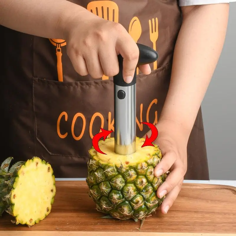 1pc Heavy-Duty Stainless Steel Pineapple Corer & Slicer with Sharp Blade - Effortless Core & Slice, Non-Slip Base, Ergonomic Handle - for Home, Restaurant, Commercial Kitchens - Easy Cleanup & Storage - Ideal Kitchen Gadget Gift, Fruit Slicer