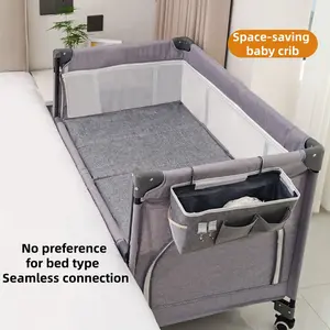 Baby Bassinet,  Crib for Infant and Newborn, Bedside Sleeper with Storage Basket and Mosquito Net, Easy to Fold, Height Adjustable, Portable Side Bed Crib portable