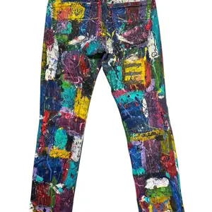 Hand-Painted Size 4 Women’s Abstract Graffiti Jeans by Dani Wilson