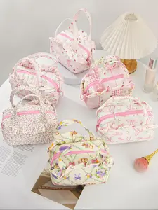 Floral Pattern Makeup Bag, Cute Mini Tote Makeup Bag, Travel Makeup Bag, Everyday Tote Bag, Wedding Bridesmaid Gift, Mom Gift, Cosmetic Bag, Handheld Cosmetic Pouch