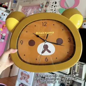 Rilakkuma Anime Peripheral Wall Clock Alarm Clock Cute Cartoon Silent Clock Living Room Bedroom Sweeping Second Quartz Clock