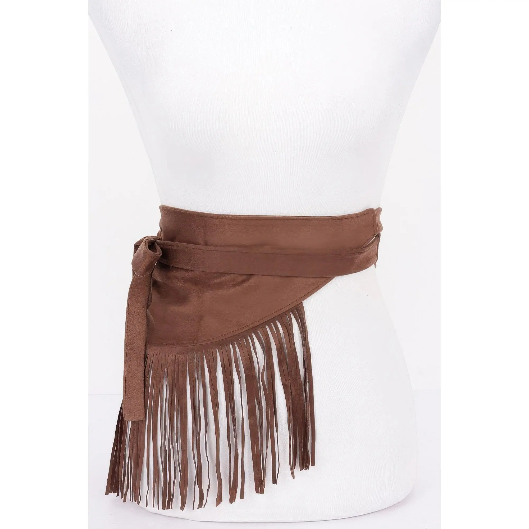 Faux Suede Fringe Belt