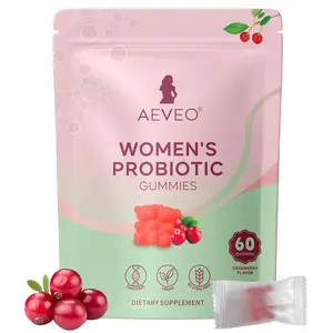 AEVEO Women's Cranberry Probiotic Gummies - 60 Gummies, 5 Billion CFUs PER SERVING, pH Balance, Yeast & Flora Support, Vitamin C for Immune Health