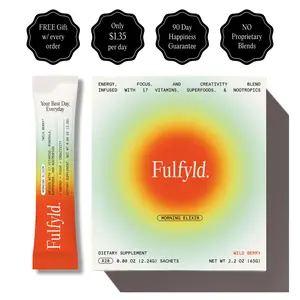 Fulfyld Morning Elixir for Energy & Focus - Moringa, L-Tyrosine, Vitamin B12, Vitamin C  Sugar, Caffeine-Free & Non-GMO | Made in USA, Choose your Pack Size