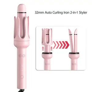 32mm 2-in-1 Automatic Hair Curler & Straightener – Ceramic Ionic Anti-Frizz Styling Tool with 4 Heat Levels for Smooth, Soft Salon-Style Hair