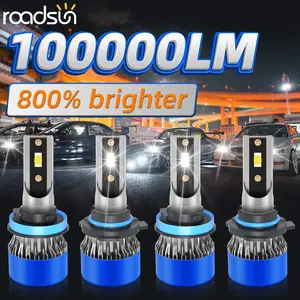 4pcs/6pcs 9005+H11 LED Headlight Kit Bulbs, High/Low Beam Fog Lamps  Super Bright White 6000K, Without Battery