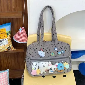 New Lolita Transparent Ita Shoulder Bag for Girls - Large-Capacity DIY Badge Display Purse, Fashion Accessory for Comic Exhibitions & Casual Use