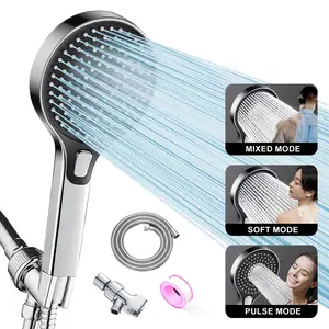 Large Panel Three-gear Mode Supercharged Hand Shower with Hose and Stand