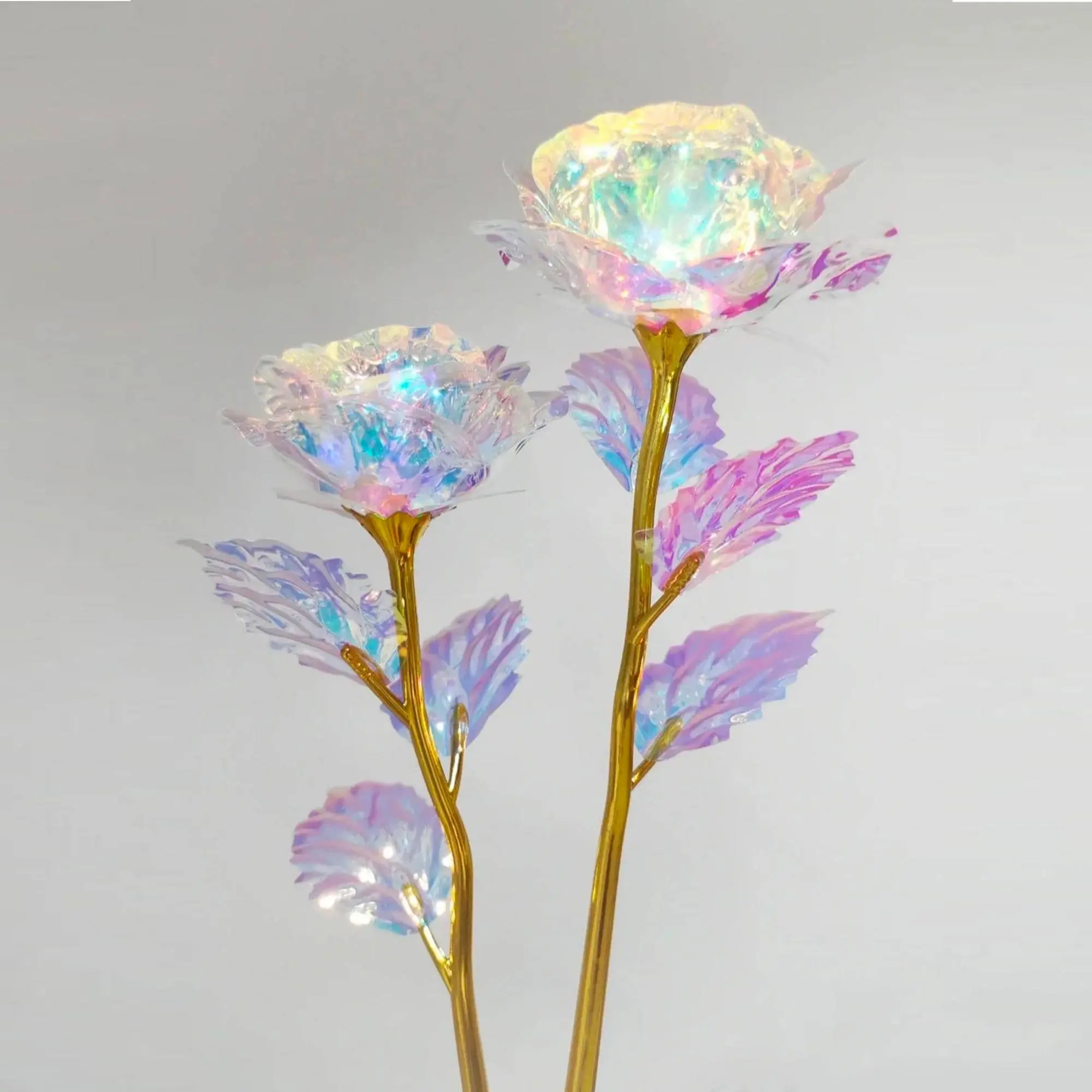 Artificial Rose Flower, Glitter Roses, 1 Count Holographic Fake Flower, Decorative Gifts Simulation Flower for Wedding Party Decoration, Home Decoration, Pink Rosy Eternal Flowers, Lifelike Artificial Flower, Elegant Artificial Plants