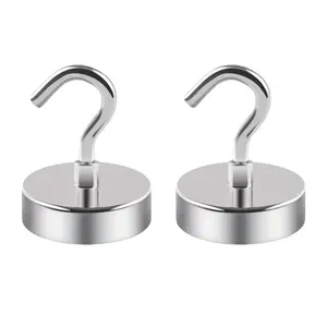 Magnetic Hook, Strong Magnet, 110lb Neodymium Magnet with 3-Layer Rust-Resistant Coating, No Drill Installation, Ideal for Refrigerators, Kitchens, Garages, Cruises