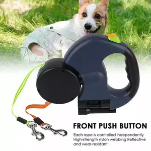 2-in-1 Retractable Dual Dog Leash 🐕‍🦺 360° Tangle-Free Swivel | Reflective Night Safety Lead for 2 Pets