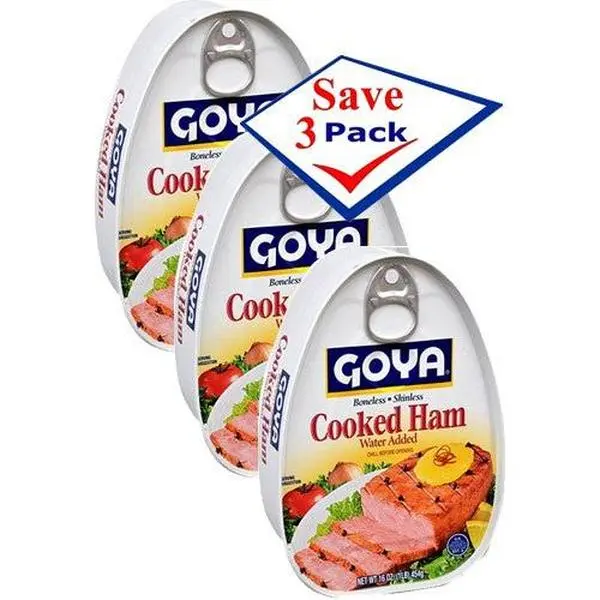 Goya Cooked Diced Ham, 16 oz, Pack of 3, Ambient Pantry Canned Food, Salty & Savory for Cuban Sandwich, Pairable with Rice
