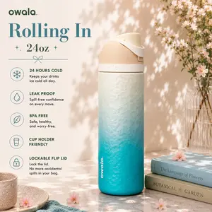 [NEW2026] Limited Edition Owala FreeSip 2026 Rolling In 24oz Water Bottle, Great For Travel Gym Camping Sport Outdoor, Gift for Friends Family and Kids
