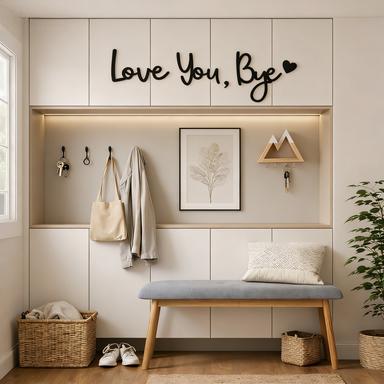 Wooden "Love You Bye" Sign Home Decor – Boho Farmhouse Wall Art for Stylish Living Rooms, Hallways and Entryways, Decorative Door Sign Gift for Family and Loved Ones