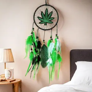 Traditional Dream Catcher, 1 Count Artificial Feather Decor Hanging Ornament, Decorative Wall Hanging Decoration, Wedding Decoration, Wall Mounted Decoration, Handmade Feather Wind Chime