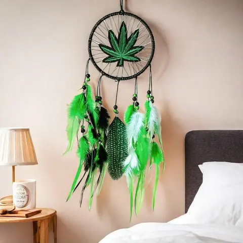 Traditional Dream Catcher, 1 Count Artificial Feather Decor Hanging Ornament, Decorative Wall Hanging Decoration, Wedding Decoration, Wall Mounted Decoration, Handmade Feather Wind Chime, Home Decor Piece