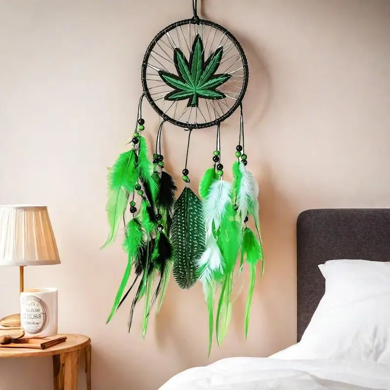 Traditional Dream Catcher, 1 Count Artificial Feather Decor Hanging Ornament, Decorative Wall Hanging Decoration, Wedding Decoration, Wall Mounted Decoration, Handmade Feather Wind Chime, Home Decor Piece