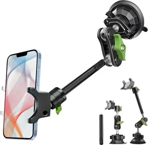 Suction Cup  Phone Mount, 12 in Heavy Duty Metal Cell Phone Holder for Windshield, 360 Rotation Vacuum Magic Arm for  All Smartphone &