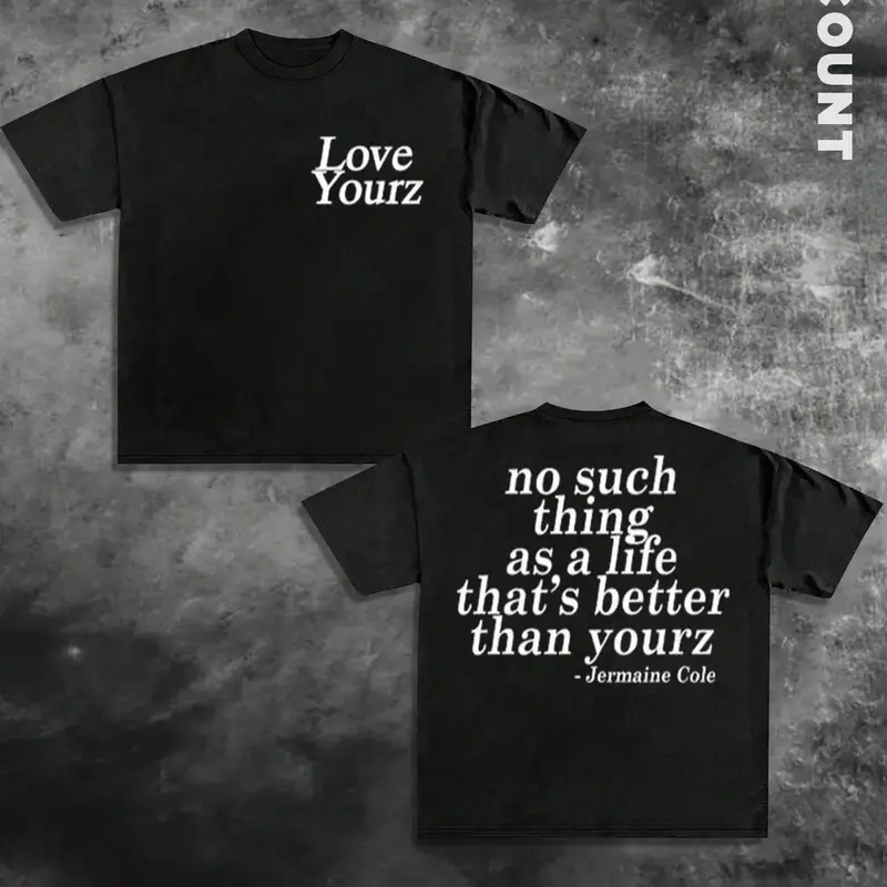 Men's Fitted Cole Dreamville Love Yourz Graphic T-Shirt Version 2, Cool Graphic Tee, Stylish J Cole Fan Apparel for Casual Summer Wear, Perfect for Street Style and Outdoor Activities, Knit, Streetwear