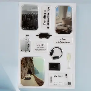 Luxury Travel Vibes 3D Aesthetic Glossy  Sticker Pack with New Adventures and Travel Quotes Motif