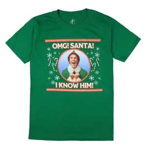 Elf Buddy T-Shirt Men's OMG Santa I know Him Holiday Adult Tee
