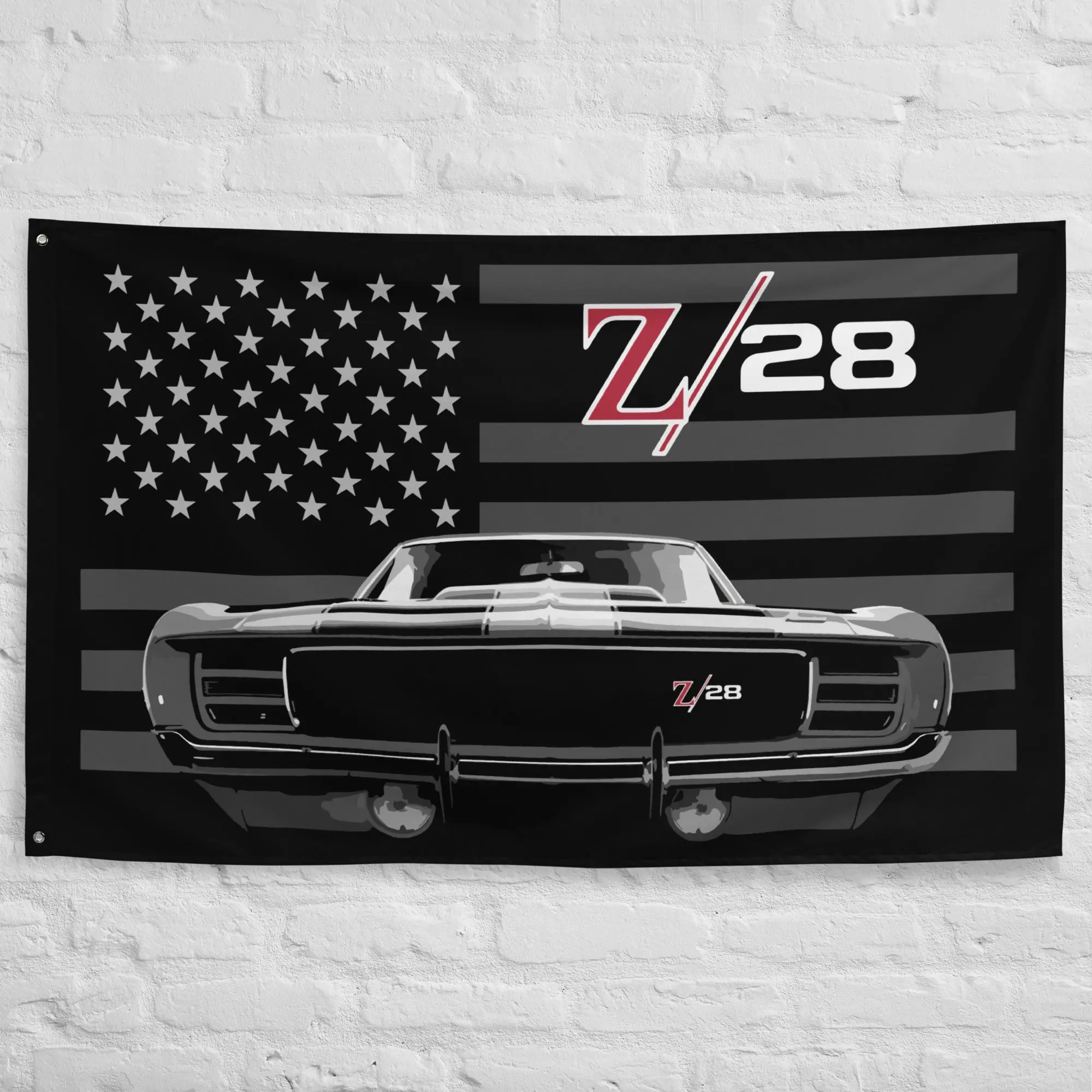 Vintage Chevy Camaro Z/28 1st Gen Z28 Muscle Car Club Garage Office Man Cave Banner Flag 34.5" x 56"