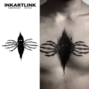 INKARTLINK Tattoo Tech, 2 Sheets Semi-Permanent Temporary Tattoos,Gazing into the abyss, Adult Art Design,Lasts 1-2 Weeks, Waterproof, Realistic Look, No Adhesive, No Reflection,For Man And Woman,Ideal for Swimming, Party Sticker Henna