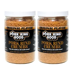 Pork King Good - Pork Rind Breadcrumbs - 2 Pack! Keto Friendly, Paleo, Gluten-Free, Sugar Free, Zero Carb Panko Substitute (Two 12 Oz Jars) (Original, 2 Pack) Flavor Spice