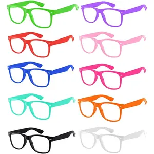 5,6,10,12 Pack Retro 80's  Sunglasses Clear Lens Colored Frame