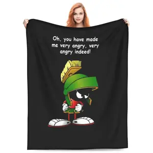 This soft and durable blanket features a Marvin the Martian cartoon print and is perfect for home or camping trips. It's a wonderful gift for children