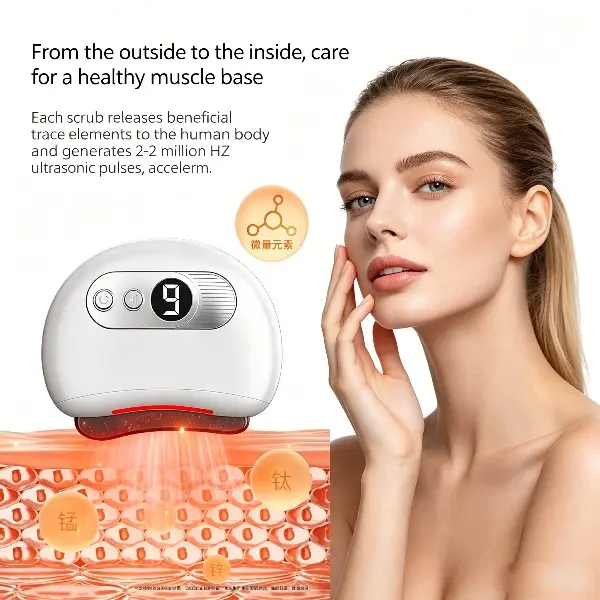GLR-888 Electric Bian Stone Gua Sha Massager - 9-Gear Heat & Vibration, Far Infrared Heating, Wireless Portable Facial Scraping & Skin Lifting Tool for Beauty & Personal Care