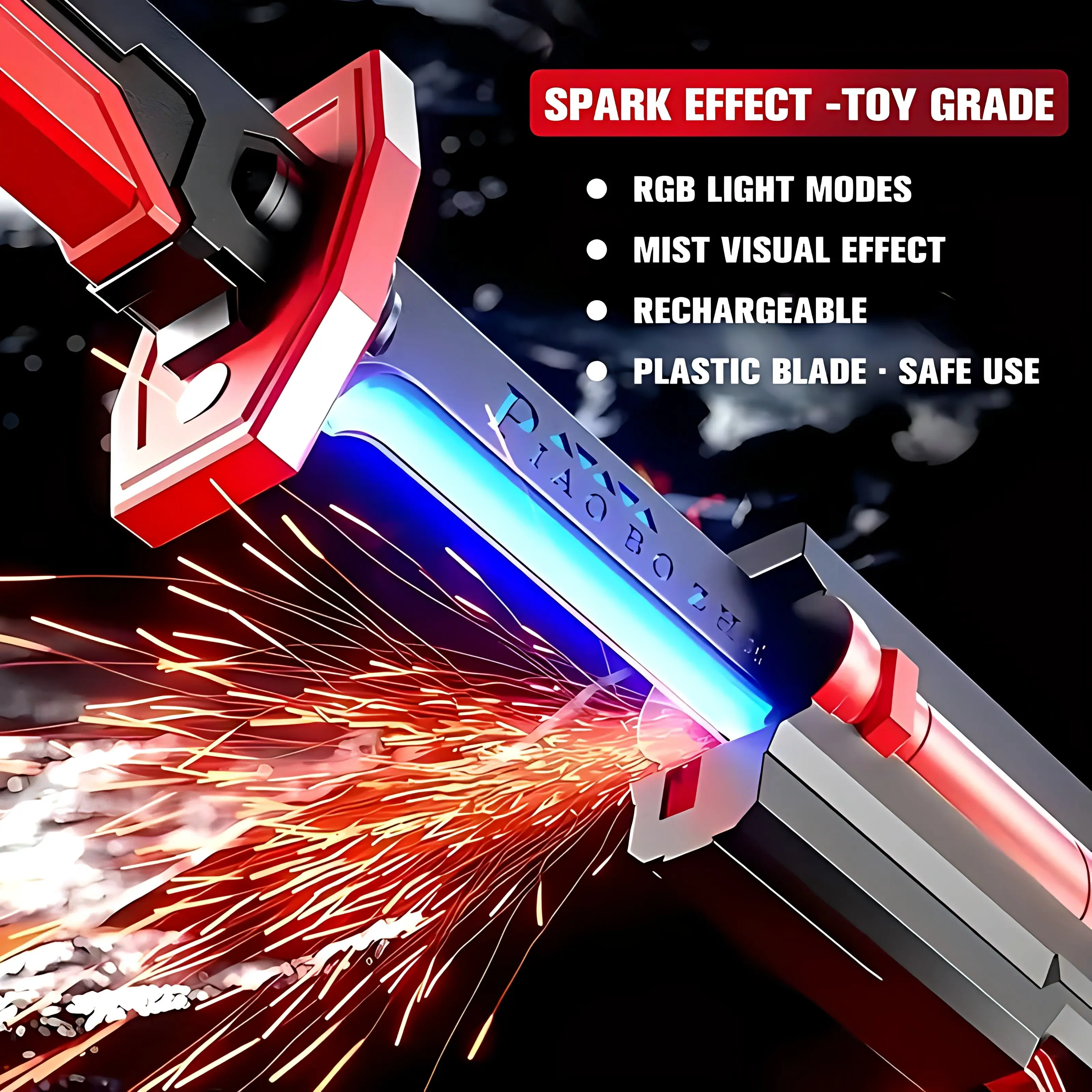In Stock FS Spark Edition Cyberpunk SparkBlade Lightsaber Toy with Sound & Fog, Eight-Color Streaming Light Effect, Type-C Rechargeable for Rave, Cosplay & Display Perfect Easter Gift