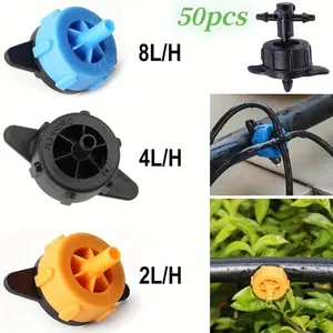 50 Pressure Compensating Emitters, 2/4/8L Garden Irrigation, Drip System for Pots, Fruit Trees, Balcony, Stable Water Flow Controller
