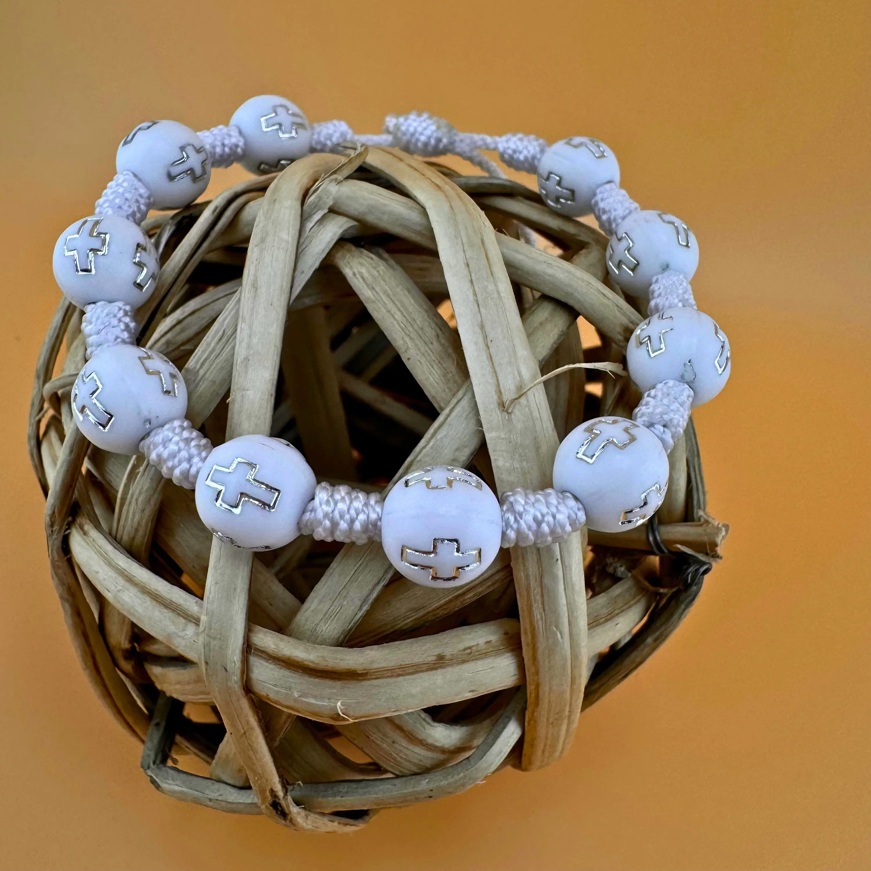 Adjustable Cross Bead Bracelet with Macrame Cord, Various colors, Water Resistant