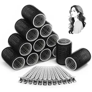 Hair Curlers Rollers, 12 Hair Rollers Hair Curlers Self Grip Holding Rollers with 12  Hair Clips for Long Medium Short Thick Fine Thin Hair Bangs Volume