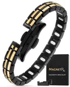 MagnetRX EllipseMAX Magnetic Bracelet for Women (Black & Gold)