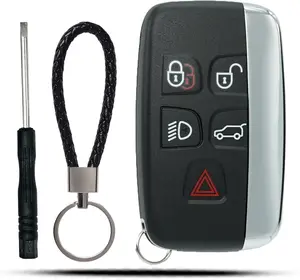 Key Fob Shell Case Replacement Fits for Land Rover Range Rover Sport Evoque LR4 LR2 Jaguar XJ XF XK F-Type F-PACE XE 2010-2018 Keyless Entry Remote Control 5 Button Pad CoverGift.