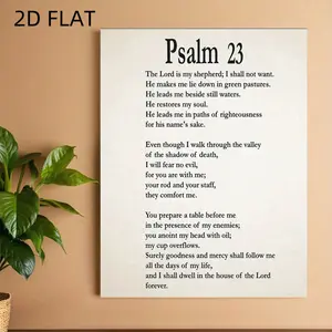 [2D Flat]1pc Psalm 23 Canvas Wall Art, Full Chapter Bible Verse Print, Neutral Christian Decor for Home & Prayer Room