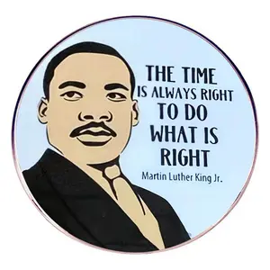 It's always time to do the right thing - brooch, Martin Luther gold brooch, chest badge, metal alloy badge, accessory
