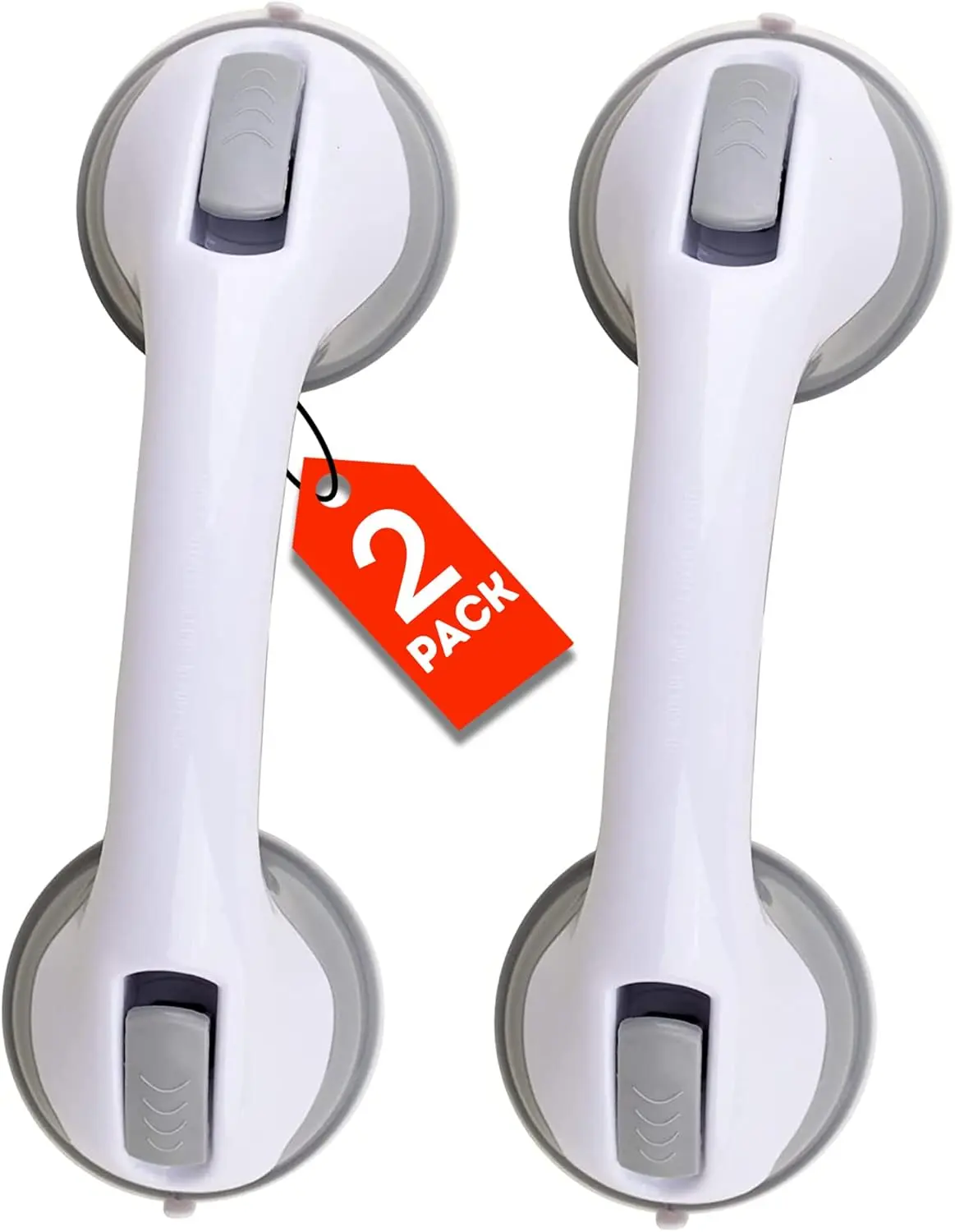 2-Pack Suction Grab Bars for Bathtubs, Heavy-Duty 4×4 Inches Anti-Slip Bathroom Safety Rails, No-Drilling Easy Installation Waterproof Removable Handles, Supports 240lbs for Seniors (Shower Compatible)