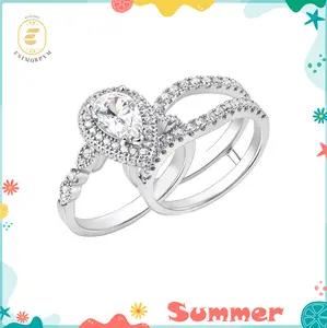 Moissanite 1.8ct-3.6ct Complete Love Pear Crown Bridal Ring Detachable Ring Set Wedding Engagement Anniversary Birthday Valentine's Day Birthday Gift Daily Wear mothers day gift