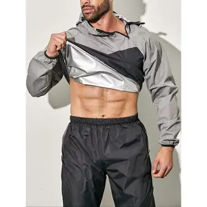 Men's Solid Sauna Top, Breathable Comfortable Sports Top for Gym Workout Running, Professional Sports Clothing for Men, Sporty Breathable Outerwear,  Mens Clothing