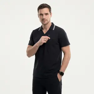 Zenir | Men's Performance Polo Scrub Top - Jet Black