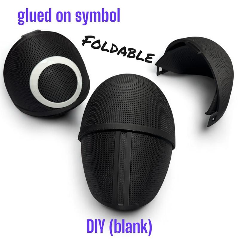 Squid Games Masks - Foldable Soldiers Masks in Triangle Square Circle Designs - Black Party Event Props with 3-Point Harness Attachments for Fun and Laughter