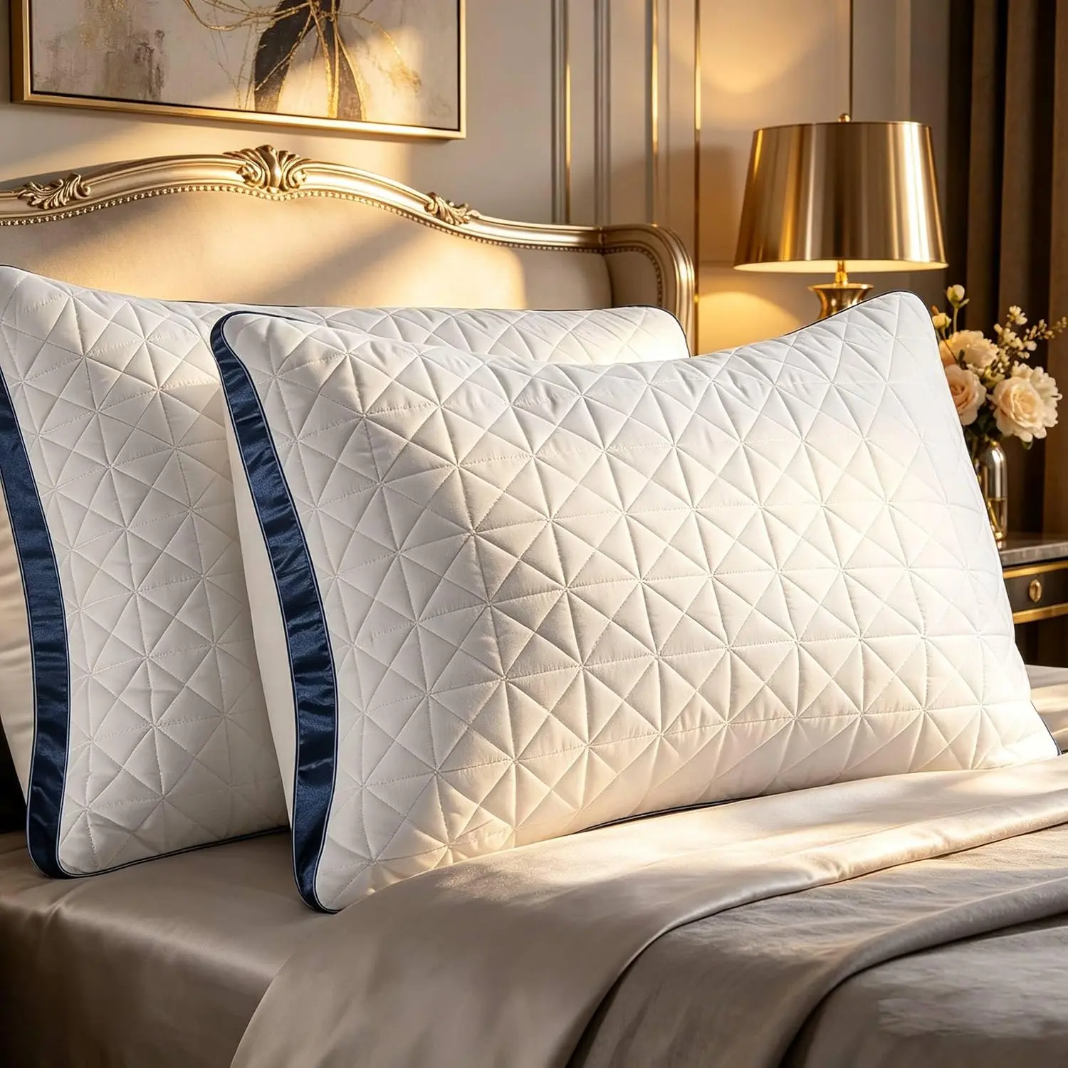 2pcs 42*68*13cm Cooling Hotel Luxury  Sleeping, Supportive Breathable Down Alternative Gusseted Pillow for Side Stomach or Back Sleepers