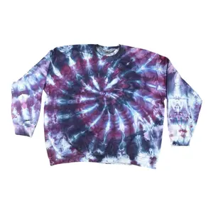 Adult 4XL Purple Hues Spiral Ice Tie Dye Crewneck Sweater