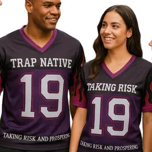 Trap Native Legacy  Royal Risk Jersey - Deep Purple & Bold Red Flame Accents - Sleek Black Detailing - Trap Native & Taking Risk Designs - Number 19 - For Bold Leaders Statementpiece Powerful Confidence Dynamic Purpletones Blackdetailing