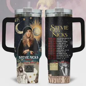 Stevie Nicks Tour 40oz Style Tumbler, Moon Magic Witchy Aesthetic Cup, Retro Rock Concert Travel Mug 40oz, Fleetwood Mac Fan Gift